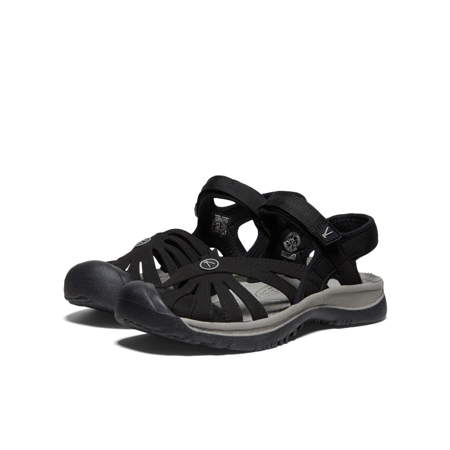 Women's Rose Sandal - Comfortable Black & Neutral Gray Summer Sandals for Beach, Walking & Casual Outfits