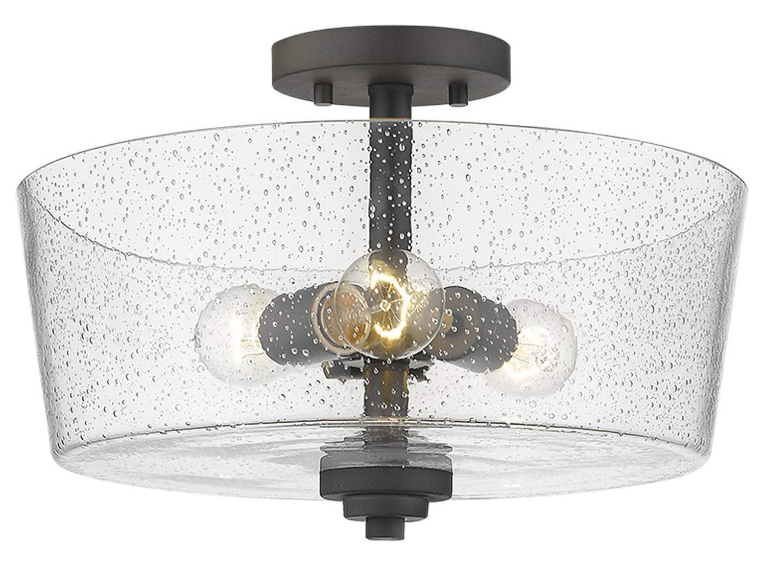 Rowe 3-Light Oil-Rubbed Bronze Semi-Flush Mount Ceiling Light Fixture - Perfect for Bedroom, Hallway, and Entryway Lighting