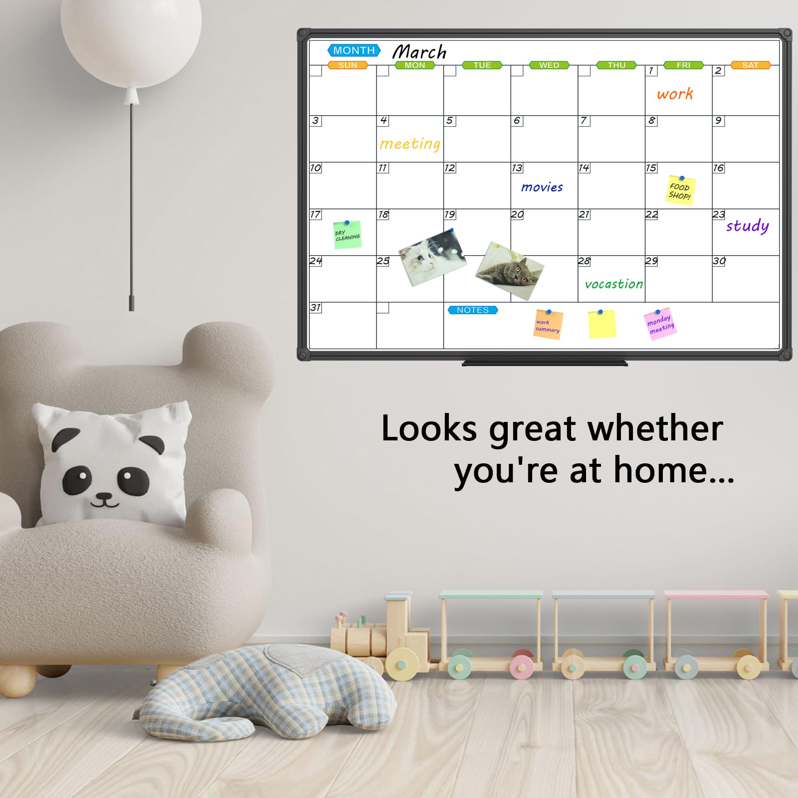 JILoffice 48 x 36 Inch Magnetic Dry Erase Calendar Whiteboard - Monthly Planner with Black Aluminum Frame for Office, Home & School - Perfect for Scheduling, Meetings & Classroom Organization