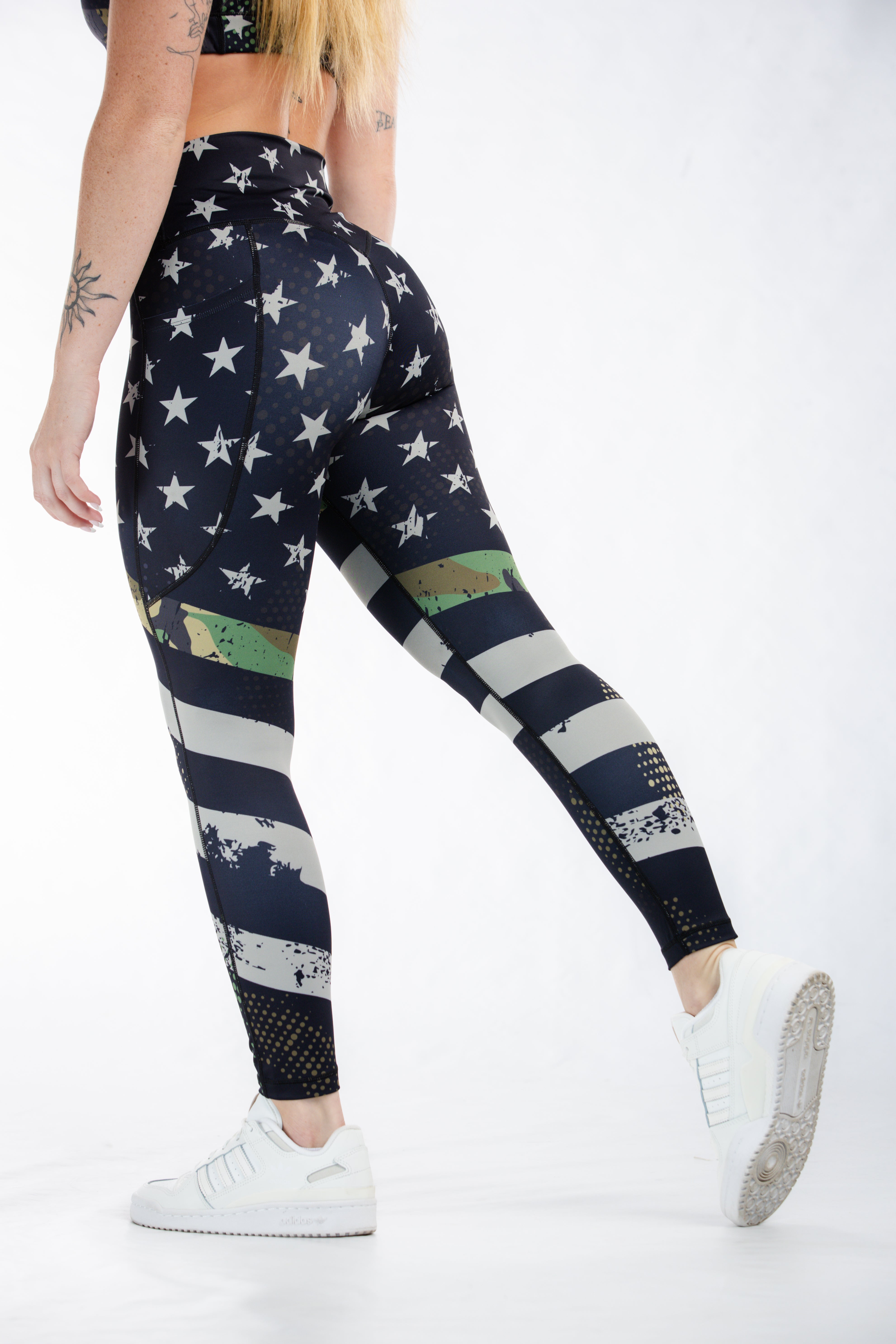 Empowered Camo Leggings for Women - High Waisted Yoga Pants with Pockets - Perfect for Workouts, Running & Casual Wear