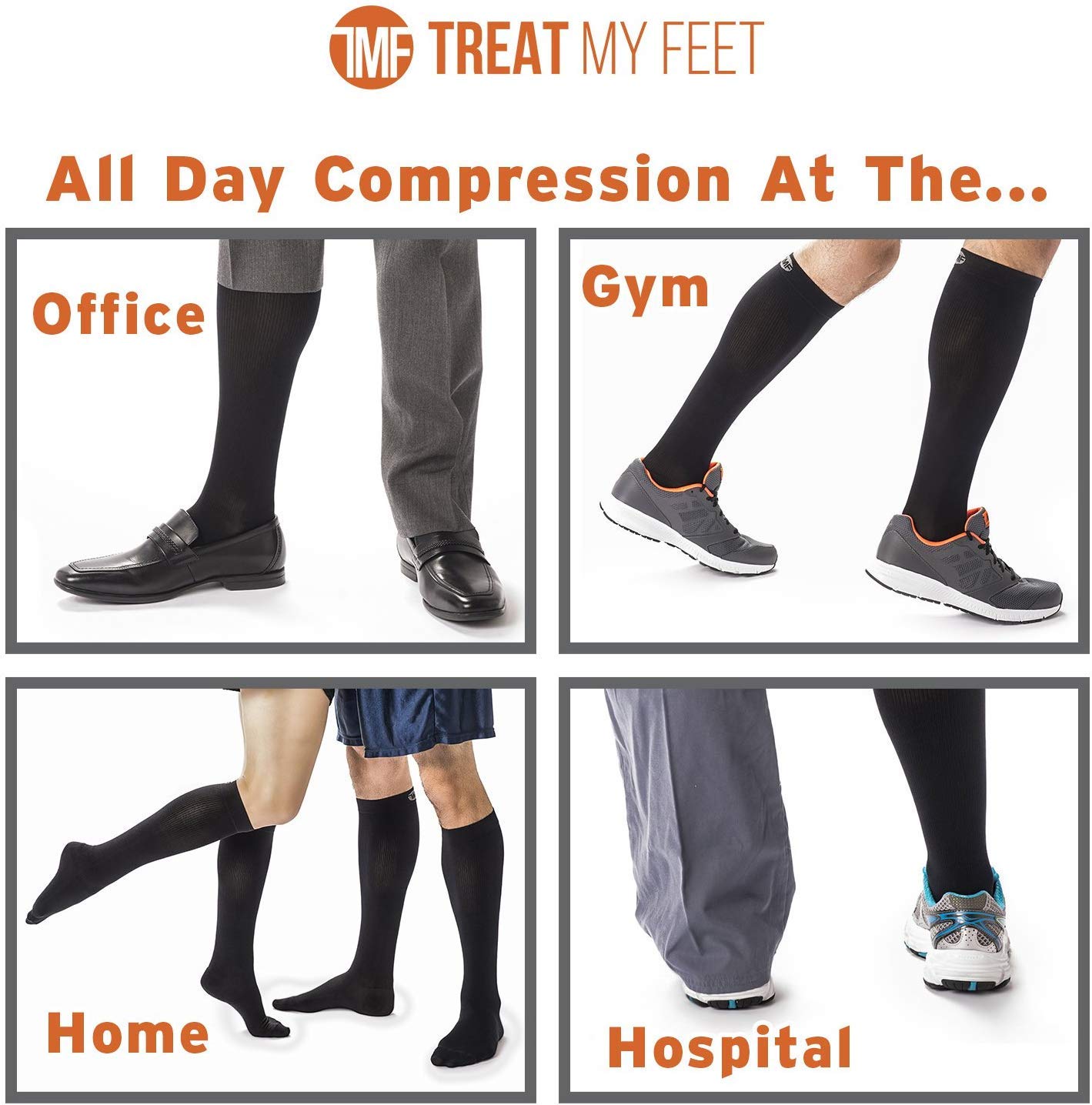 3 Pairs Knee High Compression Socks for Women & Men - Running & Travel
