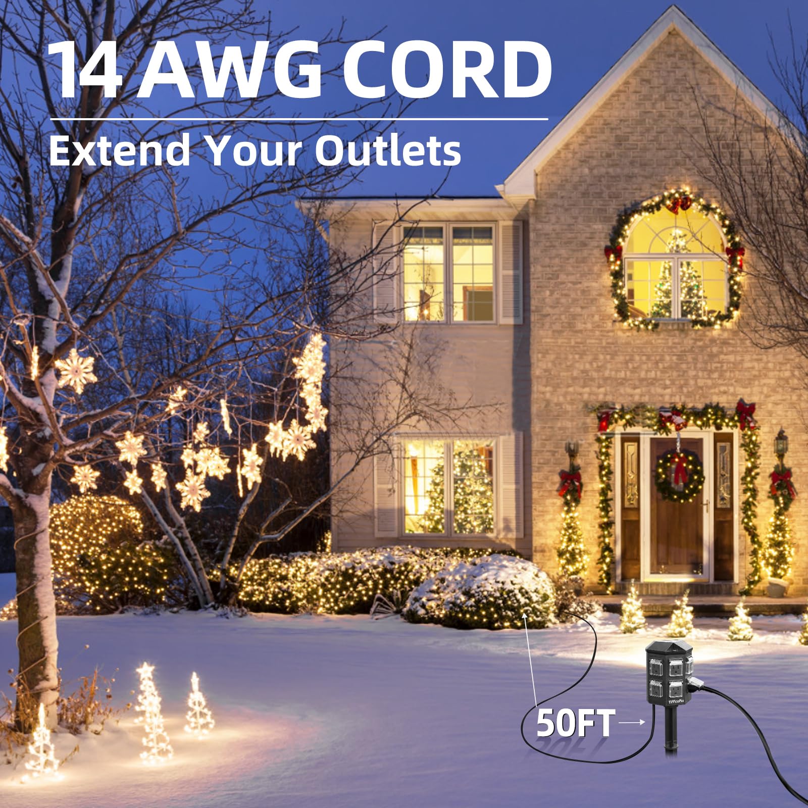 Outdoor Power Stake Timer with 100FT Remote Control - Dusk to Dawn Light Timer, 50FT Waterproof Extension Cord & 6 Grounded Outlets for Holiday Decorations - ETL Certified - Perfect for Christmas Lights, Landscape Lighting & Patio Decor