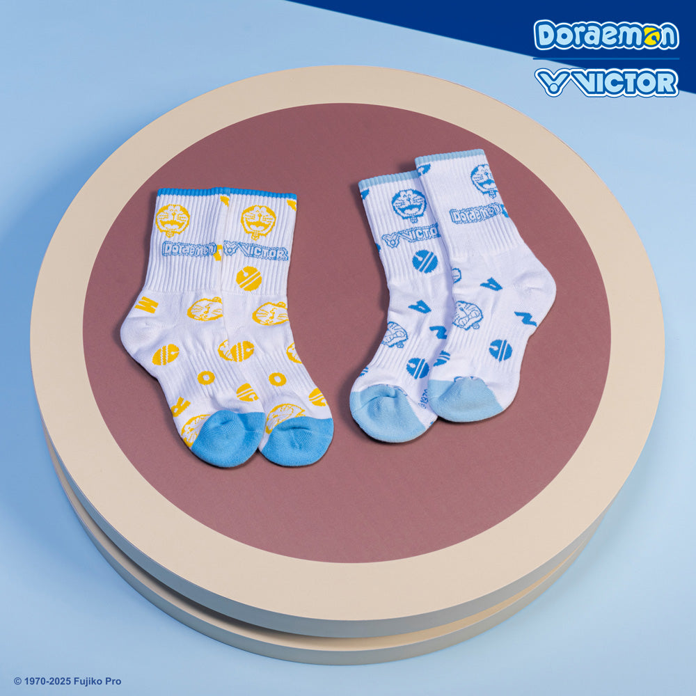 Victor X Doraemon SK513DRM Quarter Socks - Anime Cartoon Character Crew Socks for Men & Women - Perfect for Cosplay, Gifts, and Casual Wear
