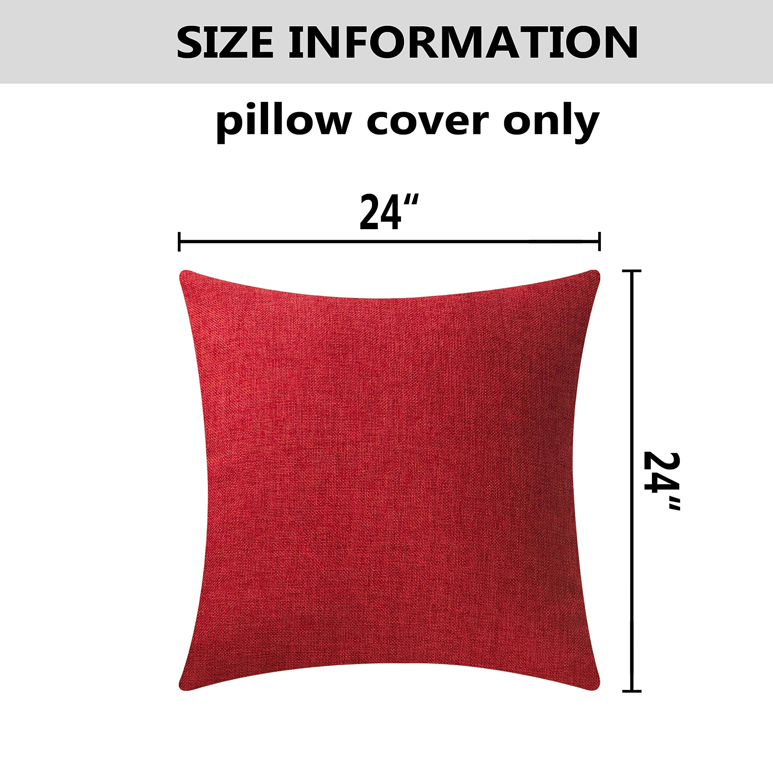 Premium Linen Euro Sham Pillow Covers Set of 2 - 24x24 Inch (60x60cm) Burgundy Red - Couch, Sofa, Bed & Patio Decor - Soft Washable Cushion Covers for Living Room, Bedroom & Outdoor Use
