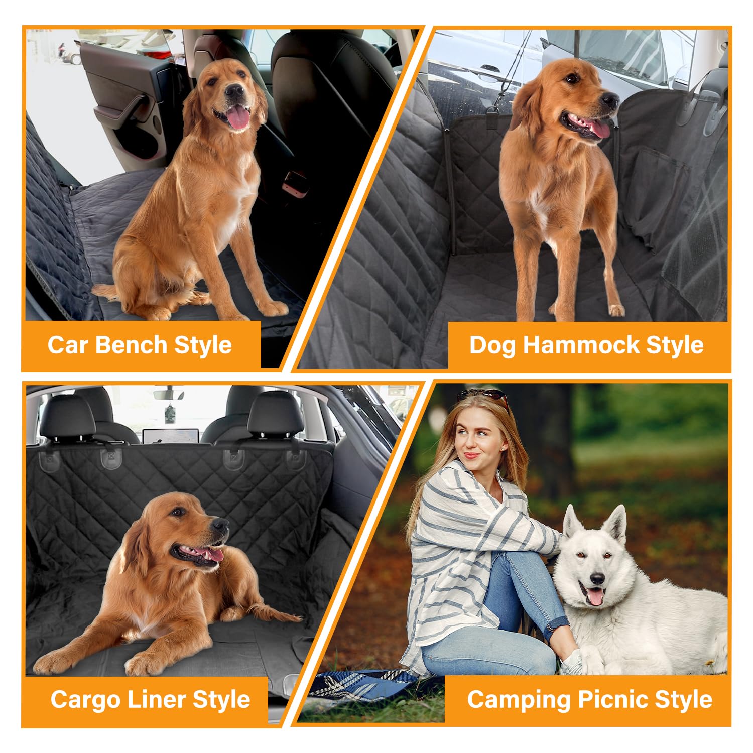 Simple Deluxe Waterproof Dog Car Seat Cover with Mesh Window & 3 Storage Pockets - Durable Scratchproof Nonslip Pet Hammock for Cars, Trucks & SUVs | Universal Fit for Travel, Road Trips & Daily Commutes
