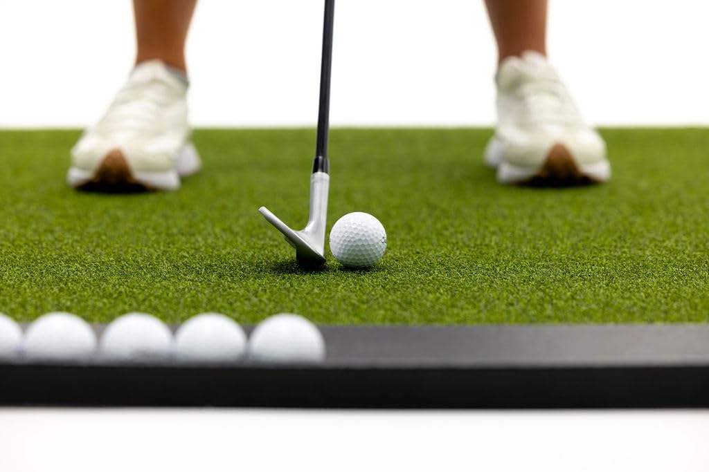 Premium Golf Practice Mat for Indoor & Outdoor Use - Includes Bonus Golf Tray + 3 Rubber Tees - Perfect for Home, Office, Backyard & Driving Range Training