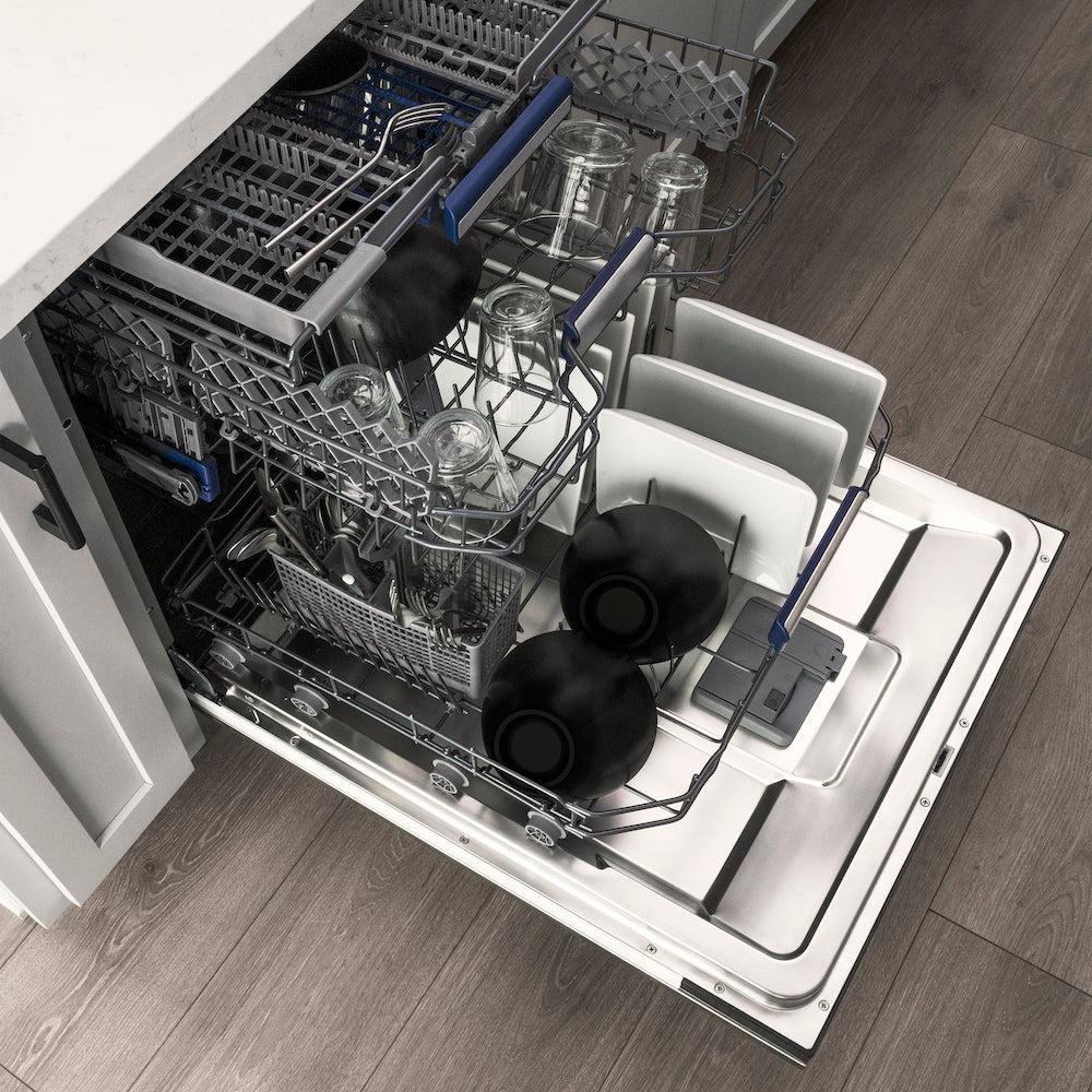 ZLINE Autograph Edition 24-inch 3rd Rack Top Control Tall Tub Dishwasher - Stainless Steel with Matte Black Handle, 51dBa Ultra Quiet (DWVZ 304 24 MB) - Perfect for Modern Kitchens and Open-Concept Homes