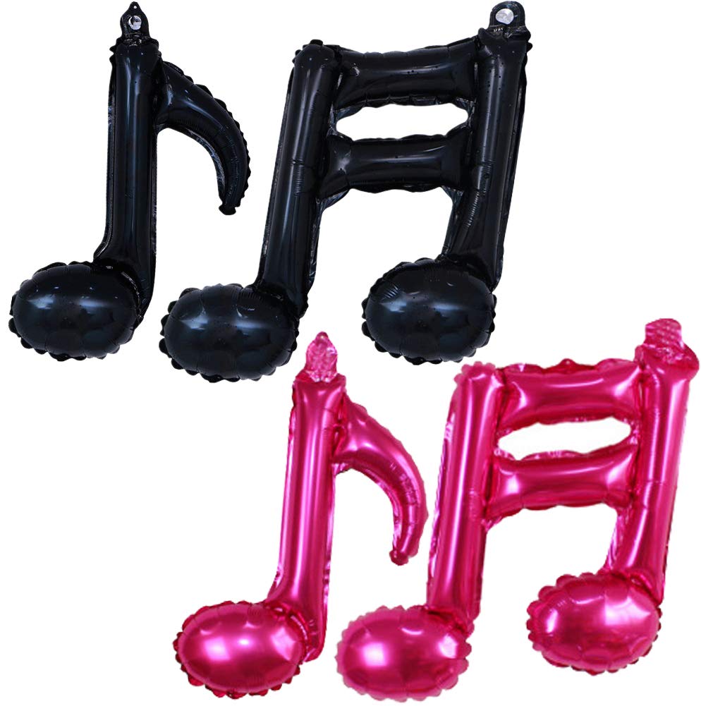 TikTok Party Decorations - Black Rose & Red Music Note Foil Balloons for Birthday, Baby Shower & Music Themed Events | TikTok Birthday Party Supplies for Social Media Celebrations