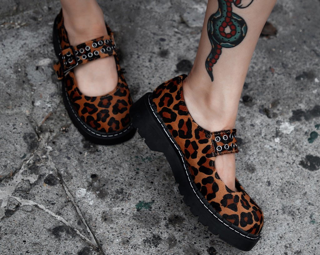 Brown Leopard Print Mary Jane Shoes for Women - Comfortable & Stylish Flats for Casual Wear, Office, and Party Occasions