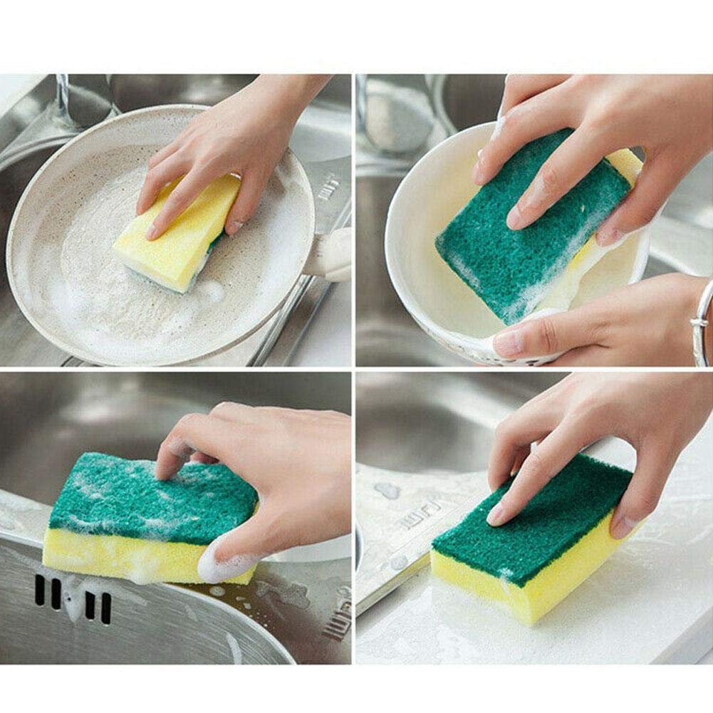 Non-Scratch Kitchen Cleaning Sponges - Dual-Sided Dish Scrubber Sponge for Pots, Pans, Dishes & Bathroom - Gentle Abrasive Scrub Pad for Car Wash & Household Cleaning (1-Pack) - Perfect for Daily Kitchen Cleaning & Tough Stain Removal