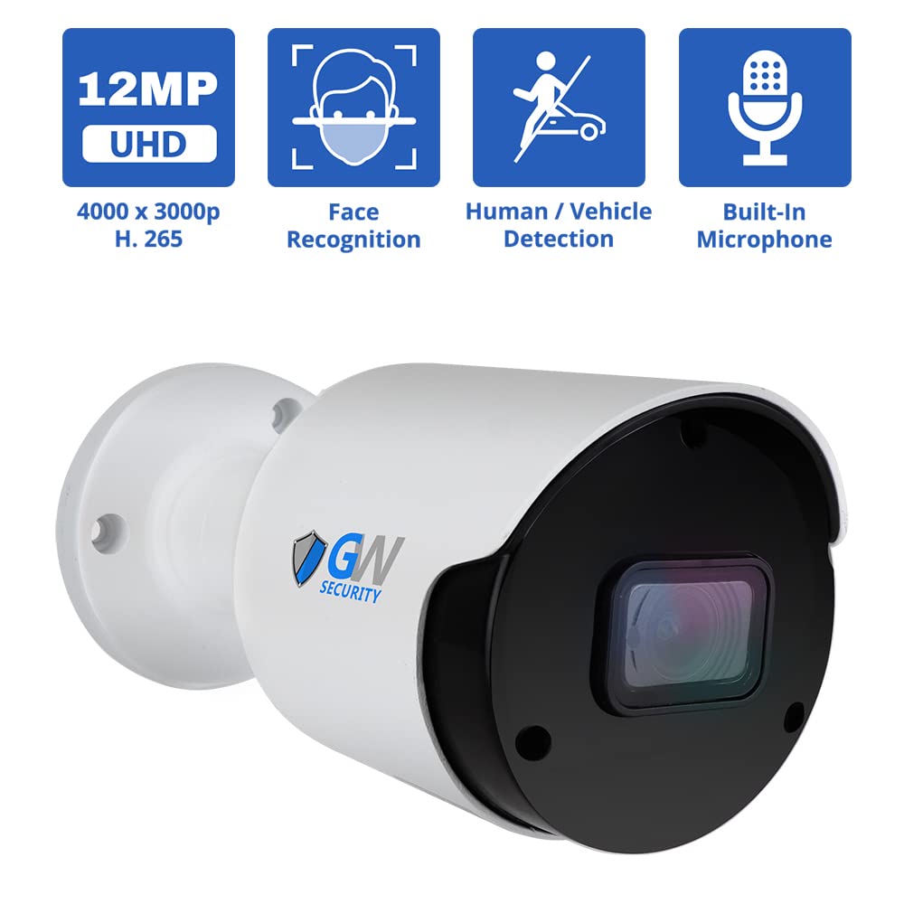 GW Security 32 Channel 4K UltraHD NVR System with 16 AI Cameras (8 Bullet + 8 Dome) - 12MP Resolution, Human/Vehicle Detection, Color Night Vision & PoE Support | Ideal for Home Security, Business Surveillance & Property Monitoring