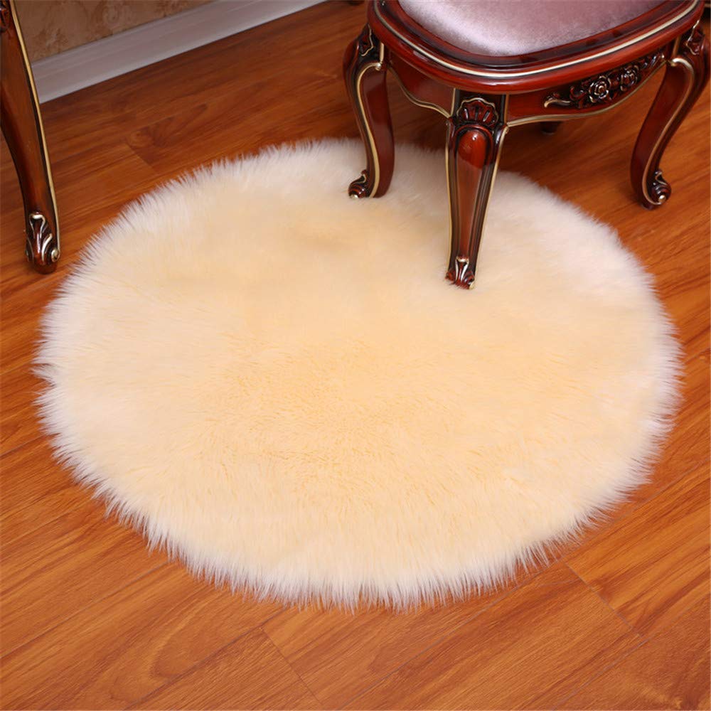 Premium Faux Fur Round Area Rug - Soft Fluffy Sheepskin Shaggy Carpet for Bedroom, Living Room, Nursery | Cozy Home Decor & Floor Mat for Winter Warmth