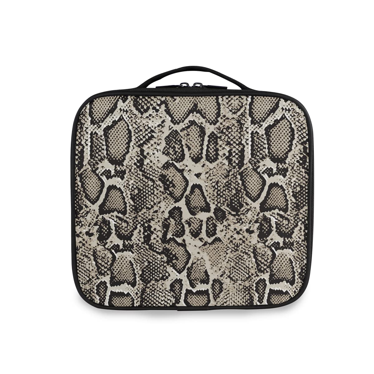 Stylish Animal Print Snake Skin Travel Makeup Case - Large Cosmetic Bag Organizer for Women | Perfect for Travel, Gym & Daily Essentials Storage
