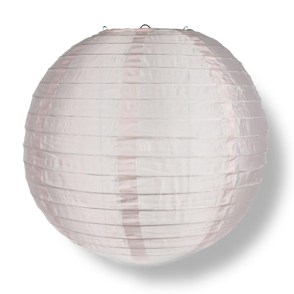 4 Inch Rose Quartz Pink Round Shimmering Nylon Lanterns - 10 Pack Hanging Decor with Parallel Ribbing for Wedding, Party, Garden & Home Decoration (String Lights Sold Separately)