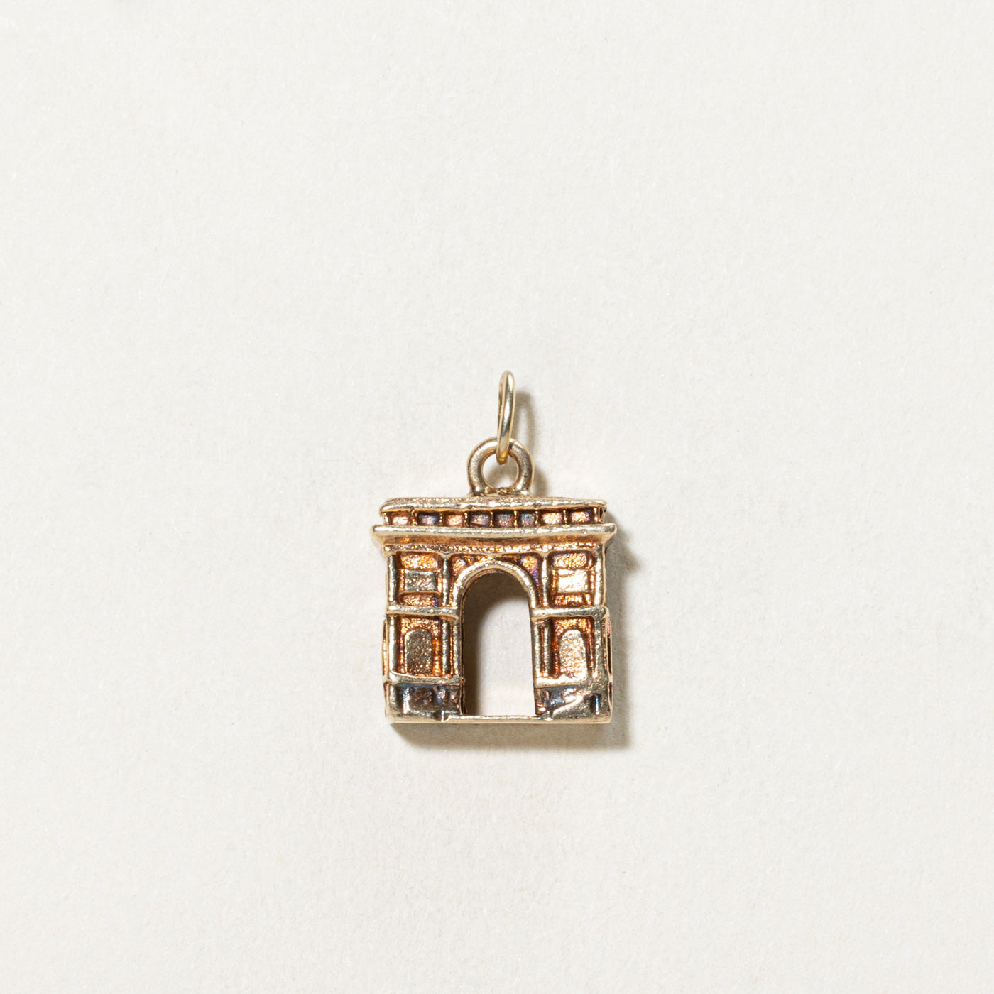 10K Yellow Gold Arc de Triomphe Charm Pendant - Elegant Parisian Jewelry for Necklace, Bracelet & Gift Giving - Perfect for Travel Lovers & Francophiles