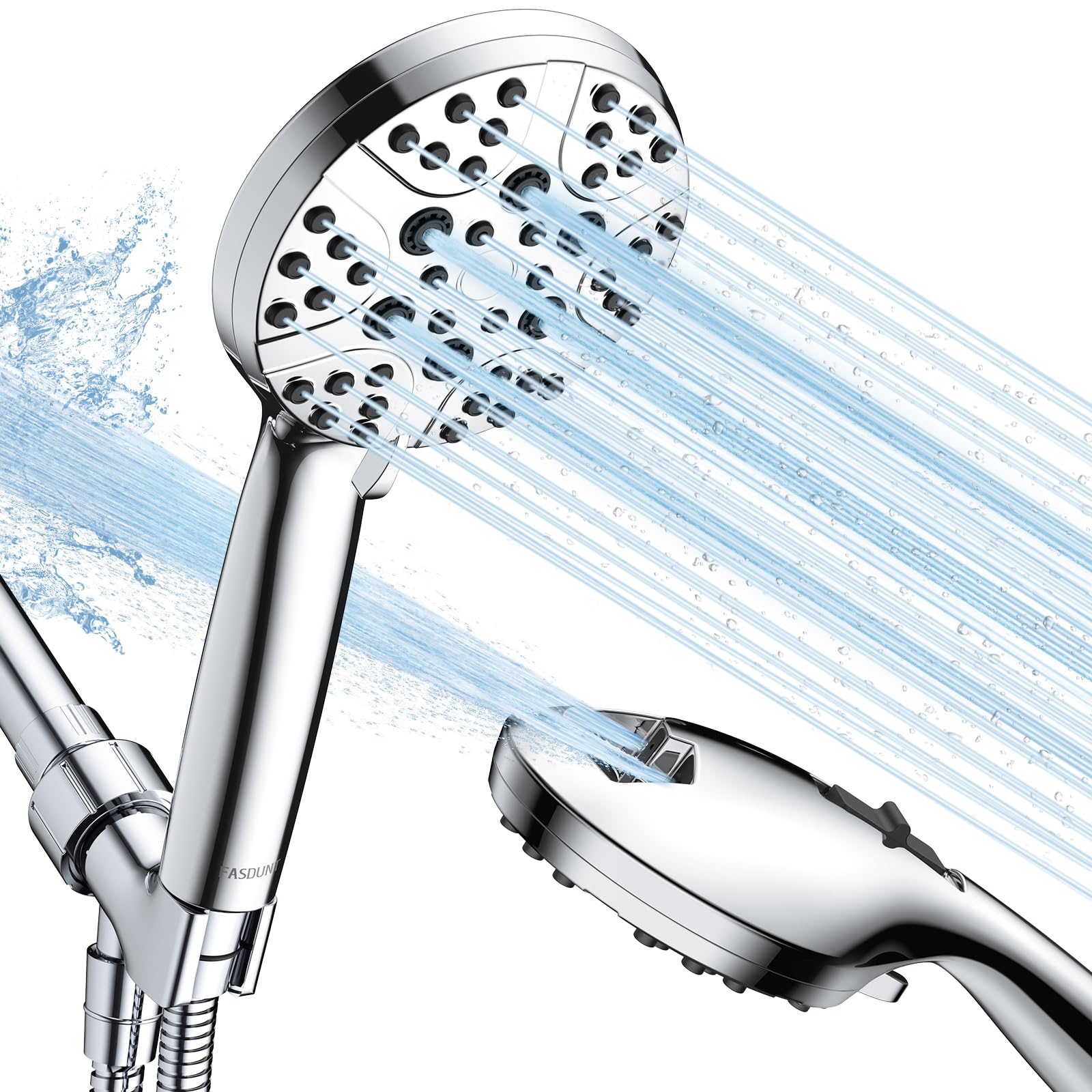 FASDUNT High Pressure Shower Head with 6 Spray Modes - Water Saving Rainfall Showerhead for Bathroom, Spa, and Relaxation - Perfect for Home, Hotel, and Gym Use