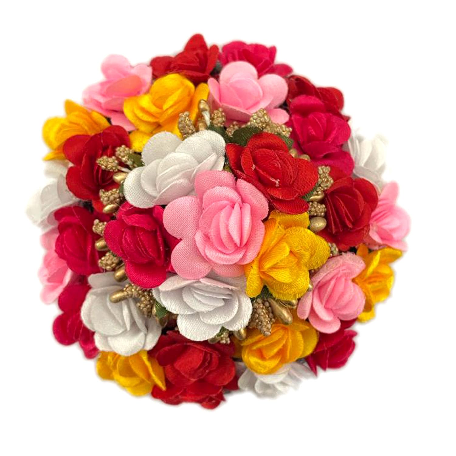 GuruEmbelish Artificial Flower Hair Bun Gajra - Bridal Hair Accessories for Women & Girls (Pack of 1, Multi-Color) - Perfect for Weddings, Parties & Special Occasions