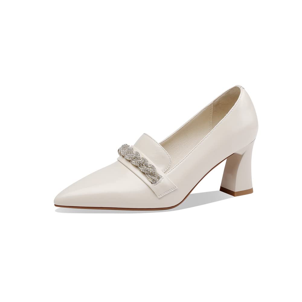 TinaCus Women's Chunky Heel Pointed Toe Pumps - Genuine & Suede Leather Slip-On Dress Shoes for Work, Party & Wedding | Comfortable Mid Heel Handmade Ladies Shoes for Office, Cocktail & Formal Events