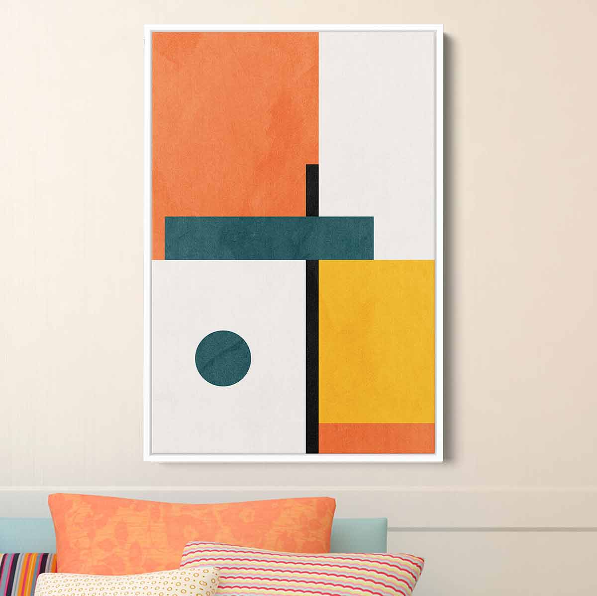Orange Abstract Wall Art Canvas Painting - Modern Home Decor for Living Room, Bedroom & Office - 24x10 Inches