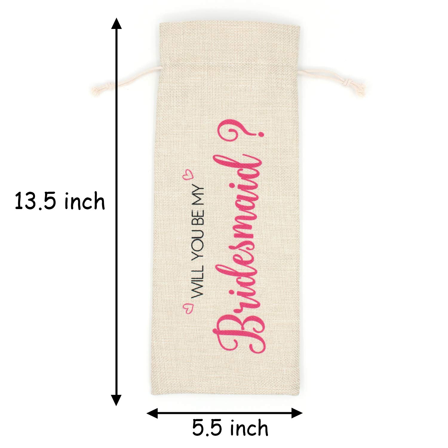 Will You Be My Bridesmaid Proposal Gift - Cotton Burlap Drawstring Wine Bags for Bridal Party - Perfect Bridesmaid Gifts for Weddings, Bachelorette Parties & Special Occasions