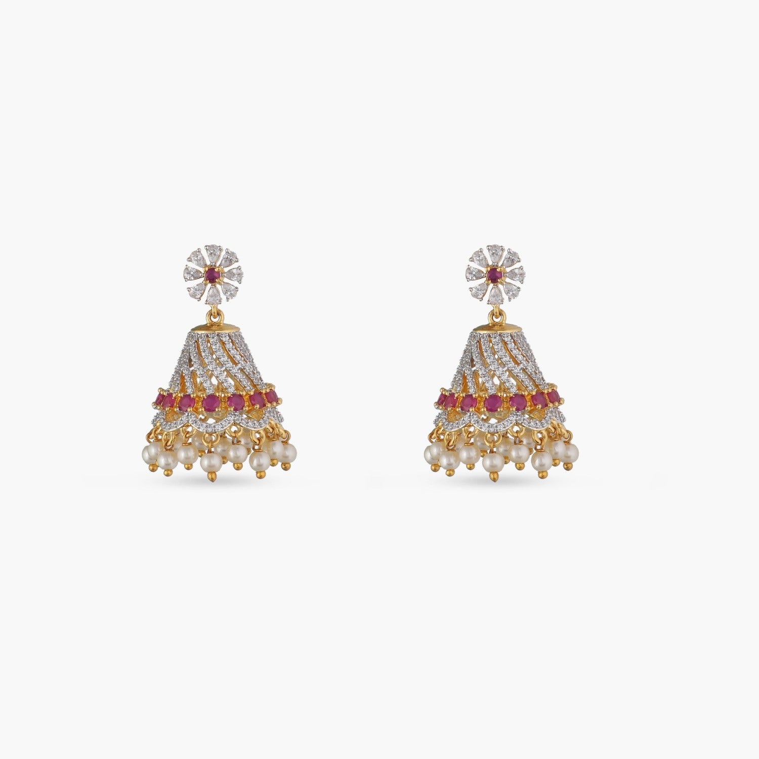 Rajan Nakshatra CZ Jhumki Earrings for Women - Sparkling Cubic Zirconia Indian Traditional Jewelry - Perfect for Weddings, Parties & Festive Occasions