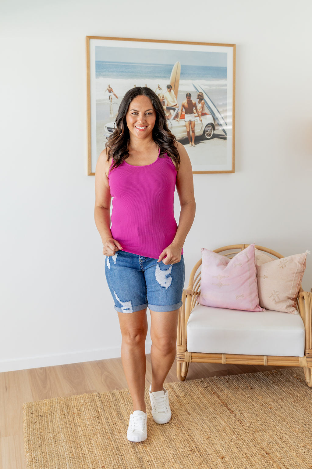 Fuchsia Billi Tank Top for Women - Stylish Casual Blouse for Summer Outfits & Beach Wear