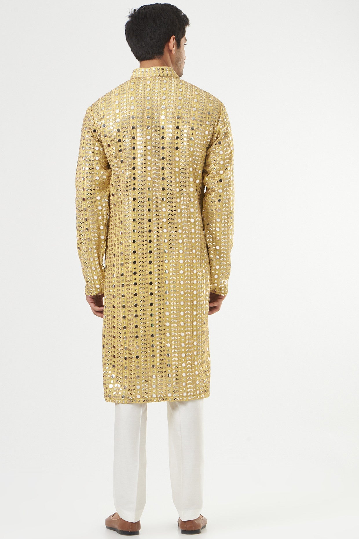 Stylish Lime Yellow Mirror Embroidered Kurta for Women | Traditional Indian Ethnic Wear | Perfect for Festivals, Weddings & Special Occasions
