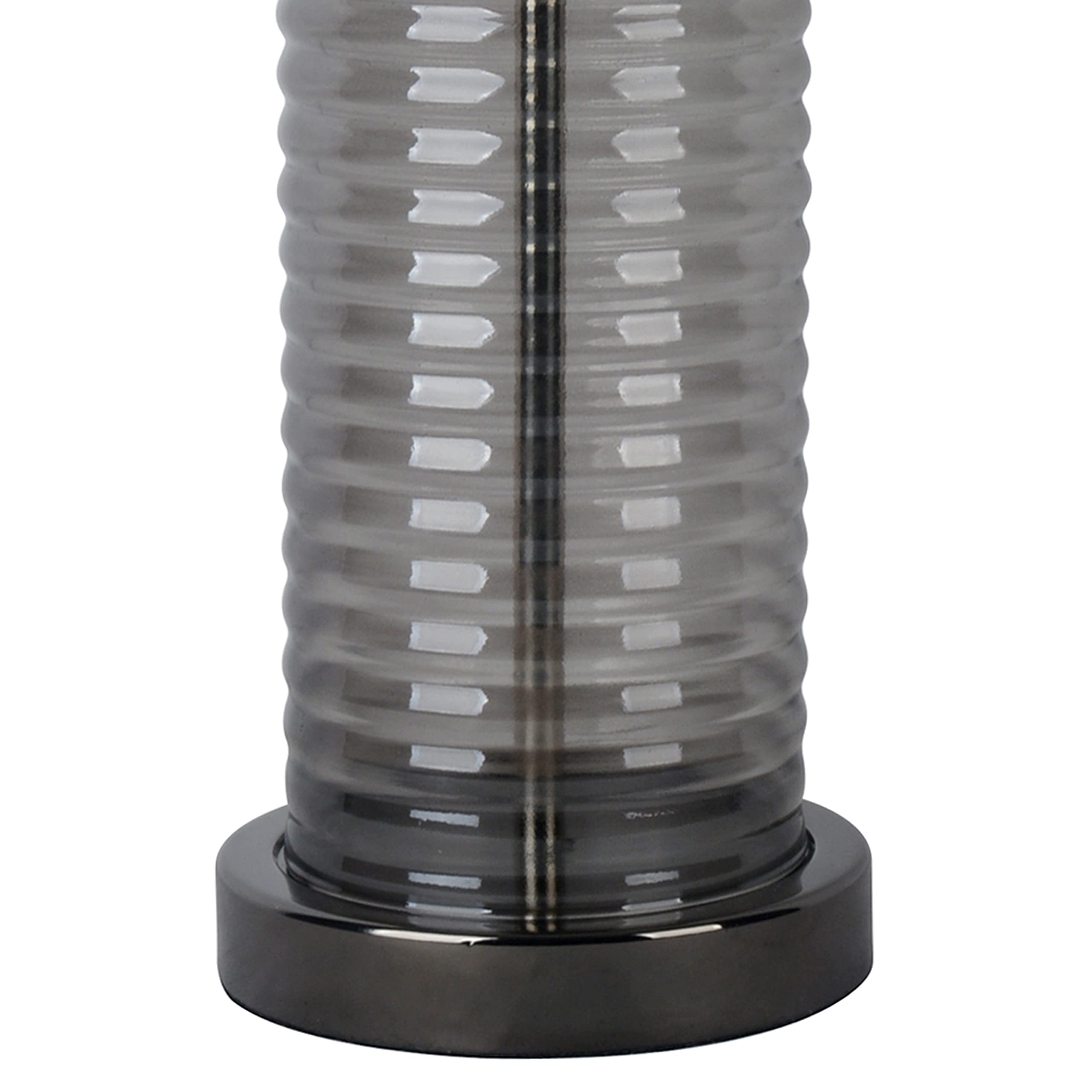 Rylie Transparent Smoke Glass Lamp - Elegant Modern Table & Nightstand Lighting for Bedroom, Living Room, Office Decor