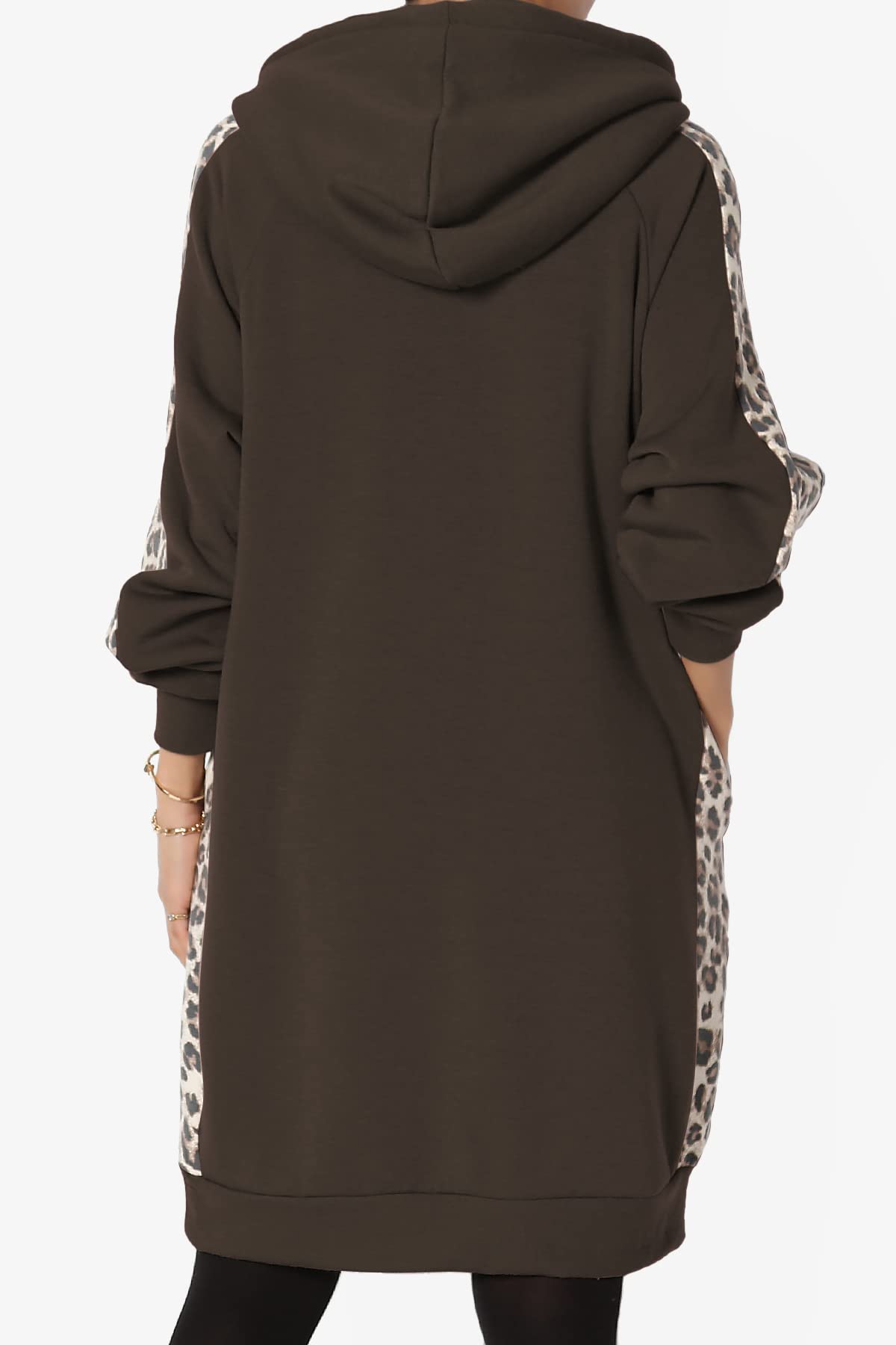 Stylish Leopard Print Loose Fit Hoodie with Pockets - Women's Long Tunic Sweatshirt for Casual Wear, Lounge & Street Fashion