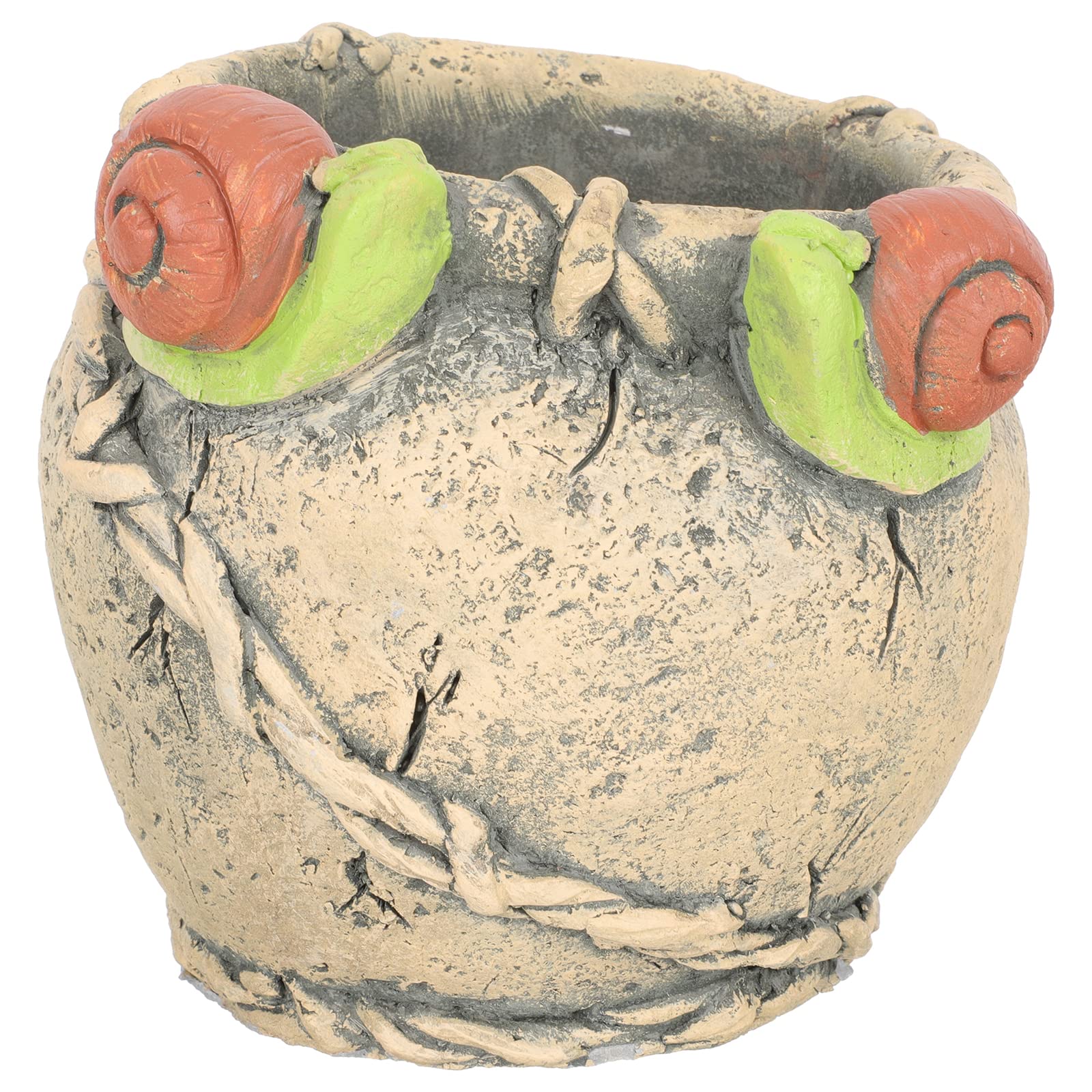 LUOZZY Decorative Cement Planter with Snail Design - Small Flower Pot for Desktop Plants, Succulents, and Home Decor - Perfect for Indoor Gardening, Office Desk, and Gift Ideas