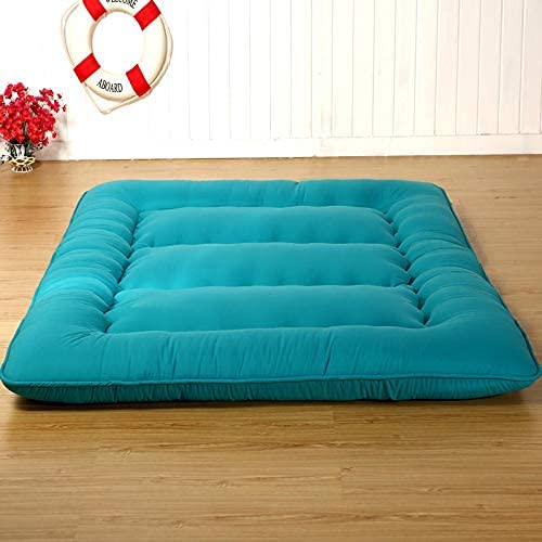 Wemune Thick Foldable Floor Mattress - Queen Size Tatami Futon Bed for Adults & Kids, Blue | Perfect for Guest Beds, Camping & Small Spaces