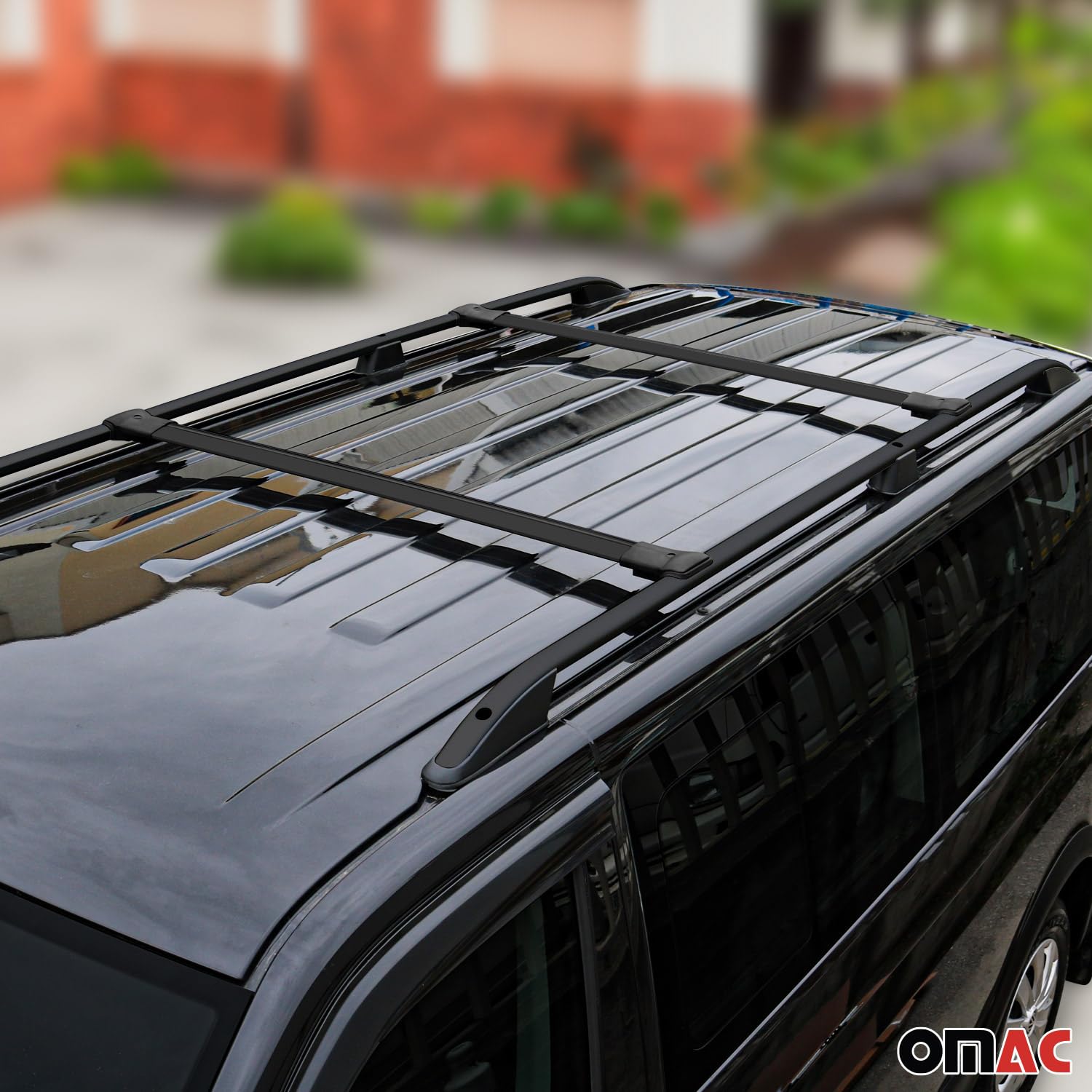 OMAC Black Roof Rack Rail Cross Bars Set (4-Piece) for RAM ProMaster City 2015-2022 - Heavy-Duty Cargo Carrier for Camping, Road Trips & Outdoor Adventures