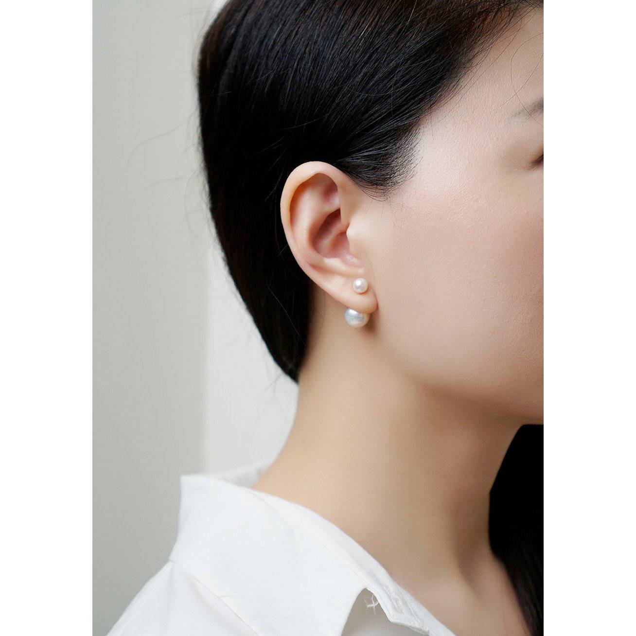 18K Solid Gold Interchangeable Freshwater Pearl Earrings KE00042 - Elegant Dangle Earrings for Women | Perfect for Weddings, Parties & Everyday Wear