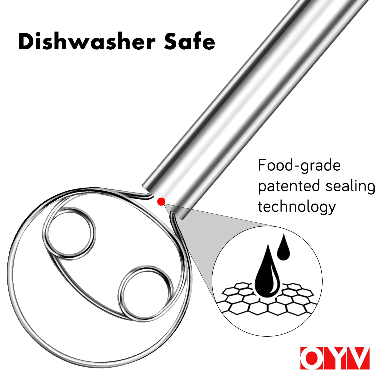 Premium 12-inch 304 Stainless Steel Danish Dough Whisk - Dishwasher Safe Bread Mixer for Sourdough, Pizza Dough, Pastry & Cake Batter | Ideal for Home Bakers & Professional Kitchens