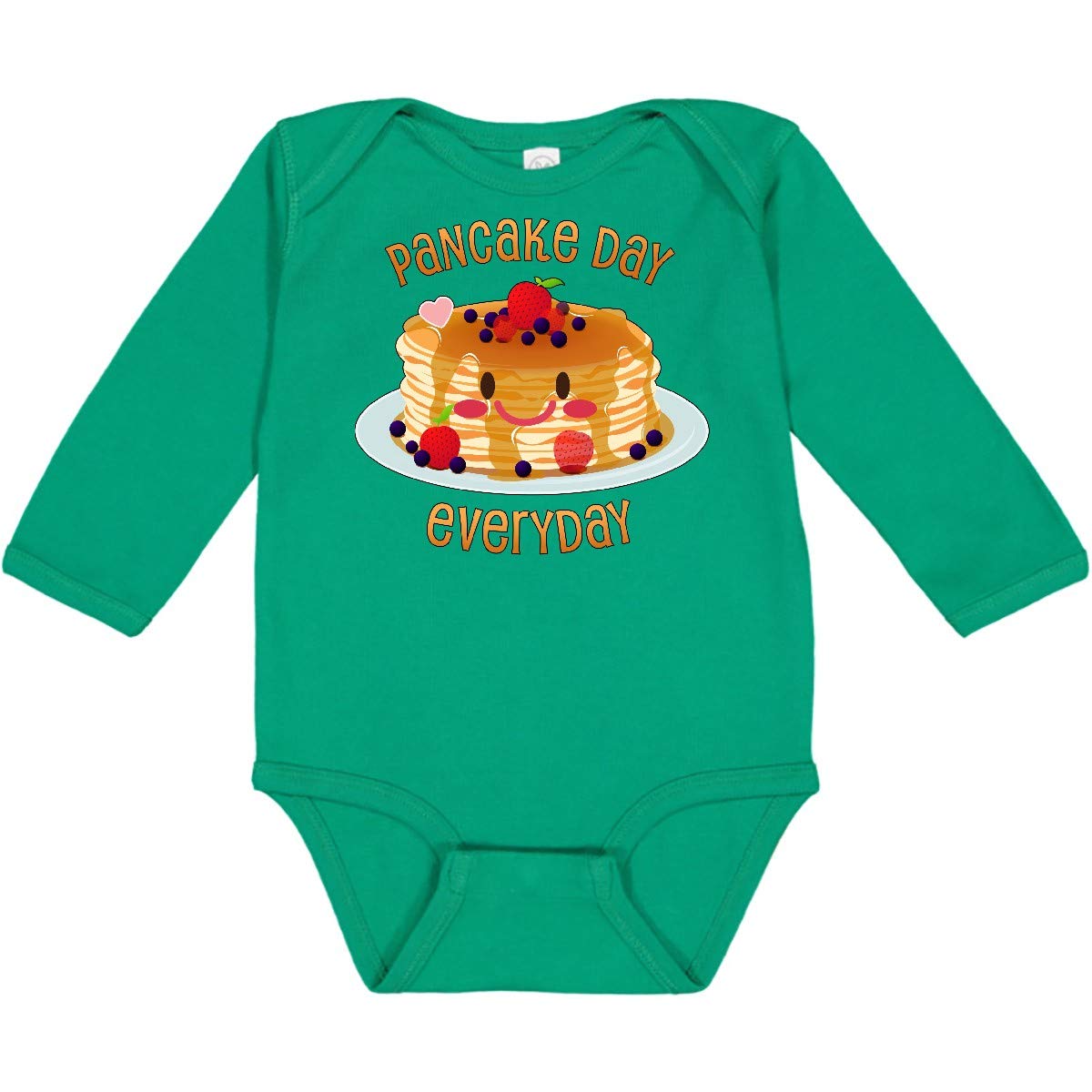 Smiling Stack of Pancakes Long Sleeve Baby Bodysuit - Cute Pancake Day Outfit for Boys & Girls - Perfect for Breakfast Themed Parties & Family Photos