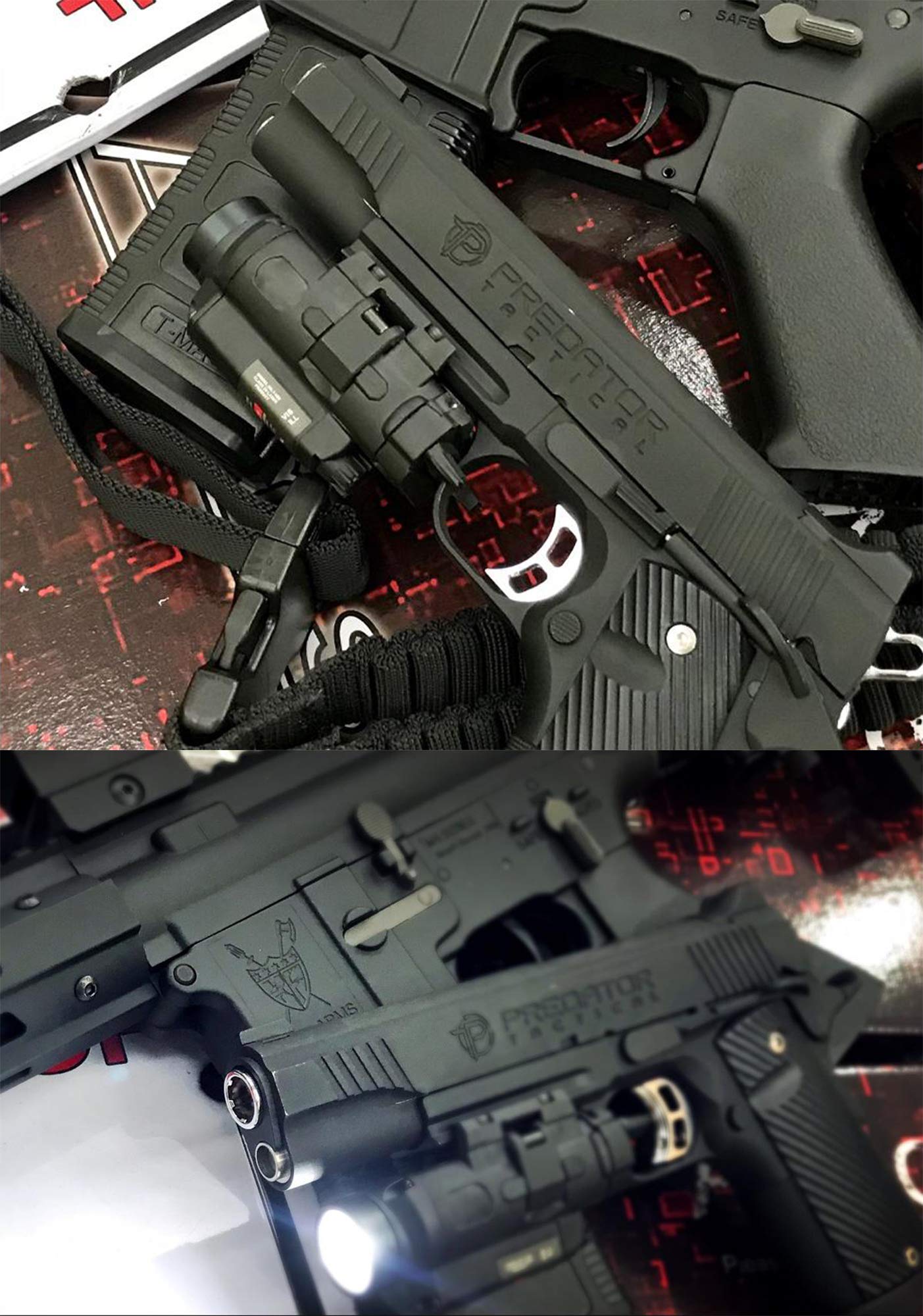 King Arms Predator Tactical Iron Shrike CO2 Gas Blowback Airsoft 1911 Pistol - Red | Realistic Airsoft Gun for Tactical Training & Competitive Shooting
