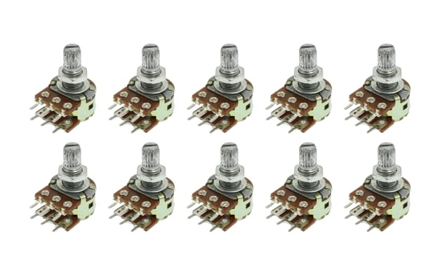 SP B50K Ohm Dual Linear Taper 6-Pin Rotary Potentiometer - 10 Pack for Audio Equipment, Guitar Pedals & DIY Electronics Projects