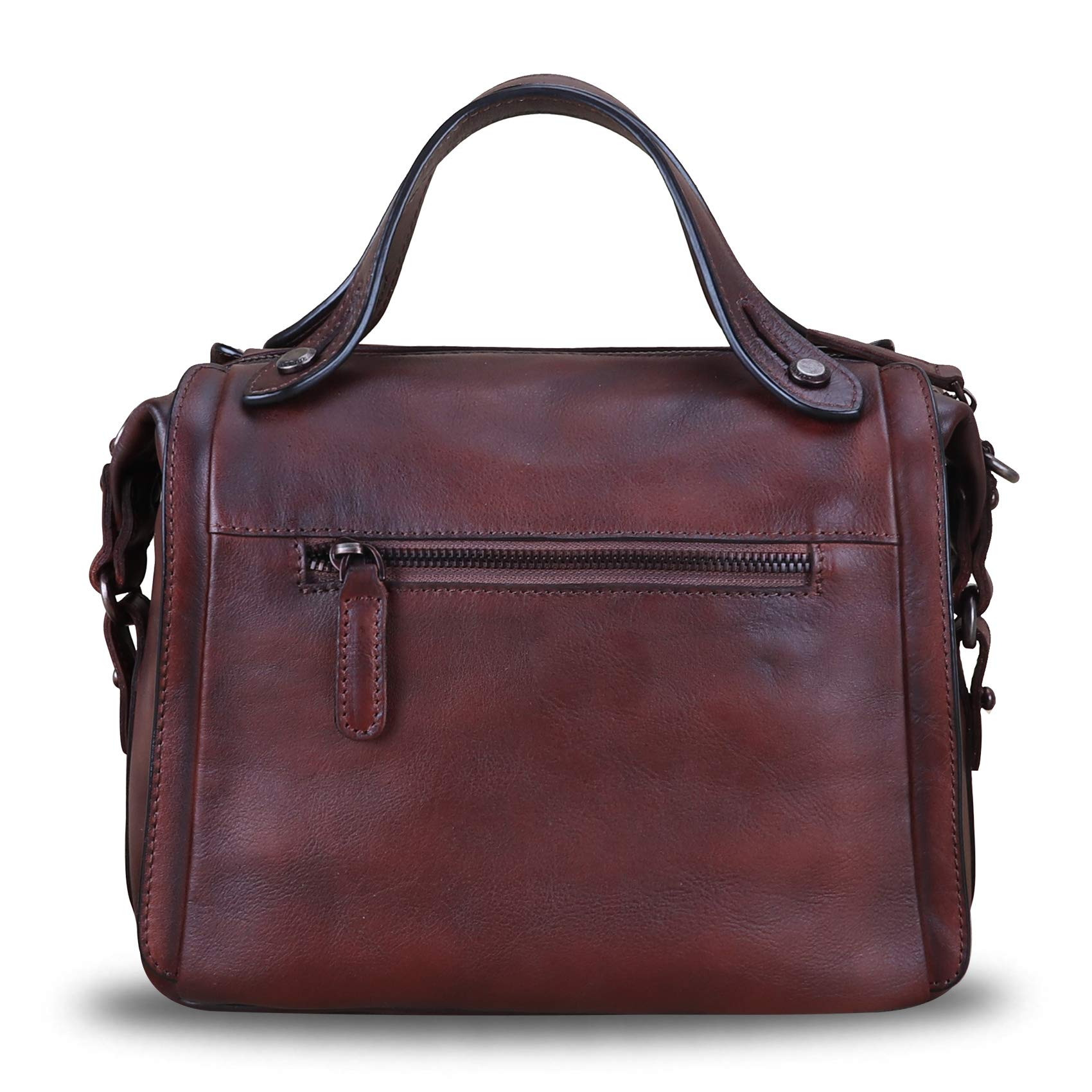 Genuine Leather Satchel Purse for Women - Retro Handmade Top Handle Handbag - Designer Crossbody Bag - Perfect for Work, Travel & Everyday Use