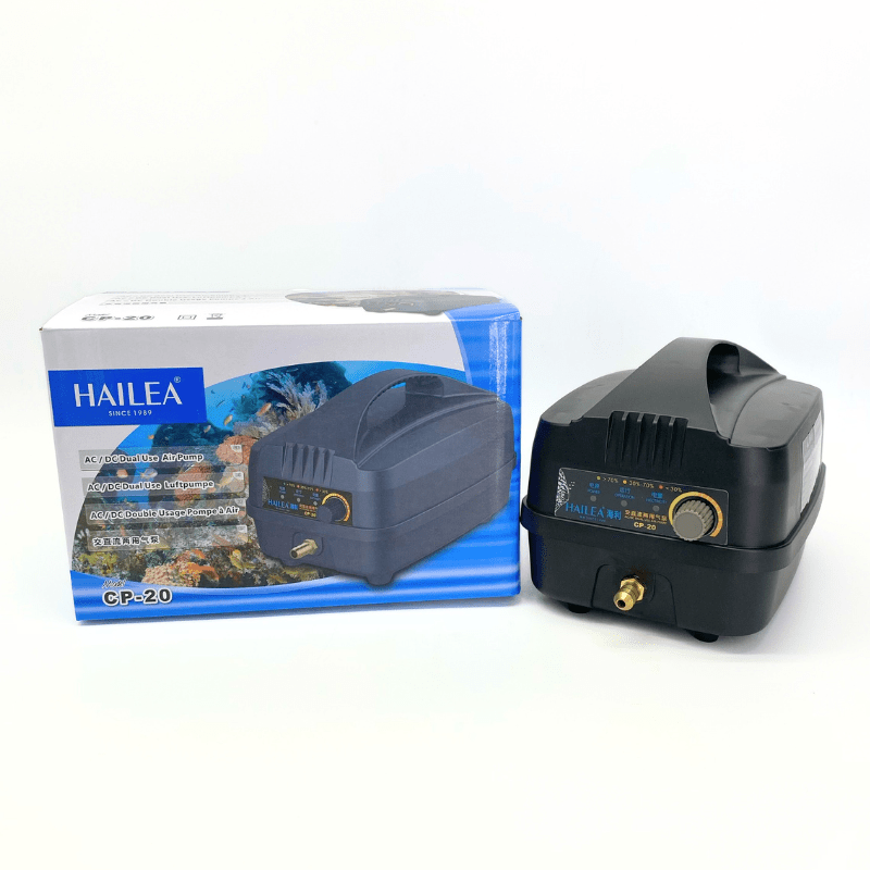 Hailea CP 20 AC/DC Aquarium Air Pump - Dual Power Fish Tank Oxygen Pump for Aquariums, Hydroponics, and Pond Aeration | Quiet & Energy Efficient