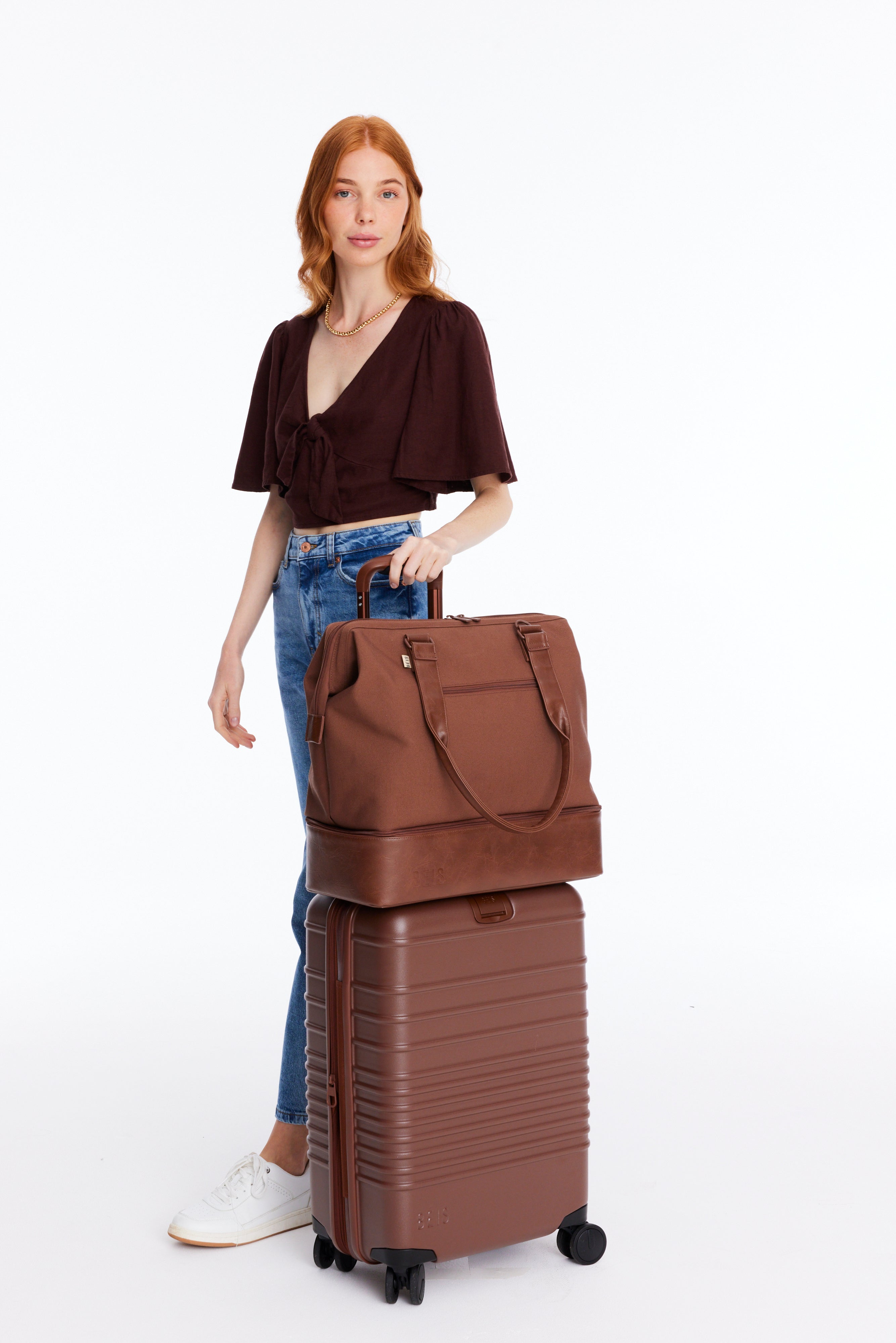 Premium Maple Wood Mini Weekender Bag - Stylish & Compact Carry-On for Weekend Getaways, Travel, and Daily Commute