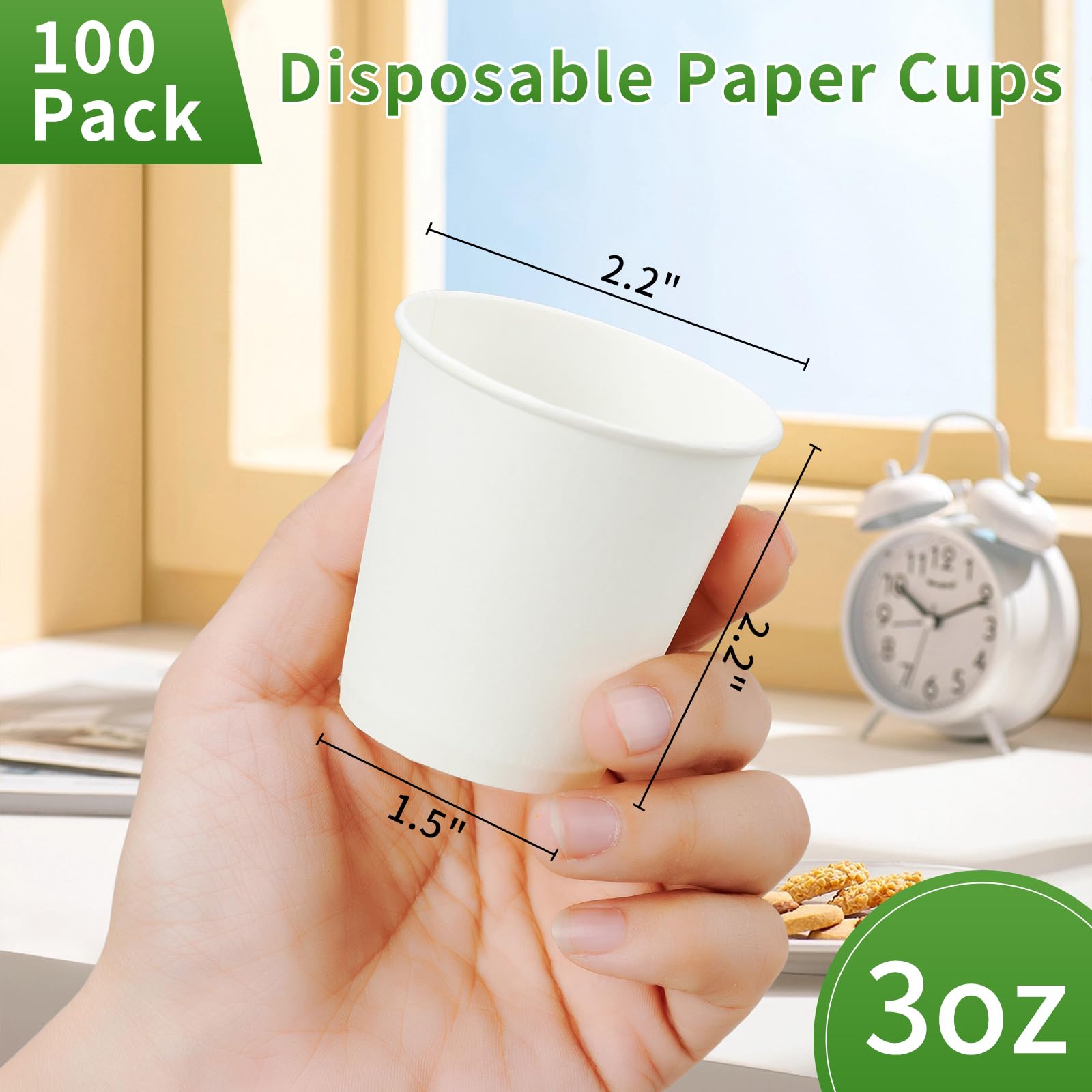100 Count 3 oz Disposable Paper Mouthwash Cups - Small Bathroom Cups for Dental Rinse, Parties, Travel & Everyday Use - Perfect for Home, Office & Healthcare Facilities