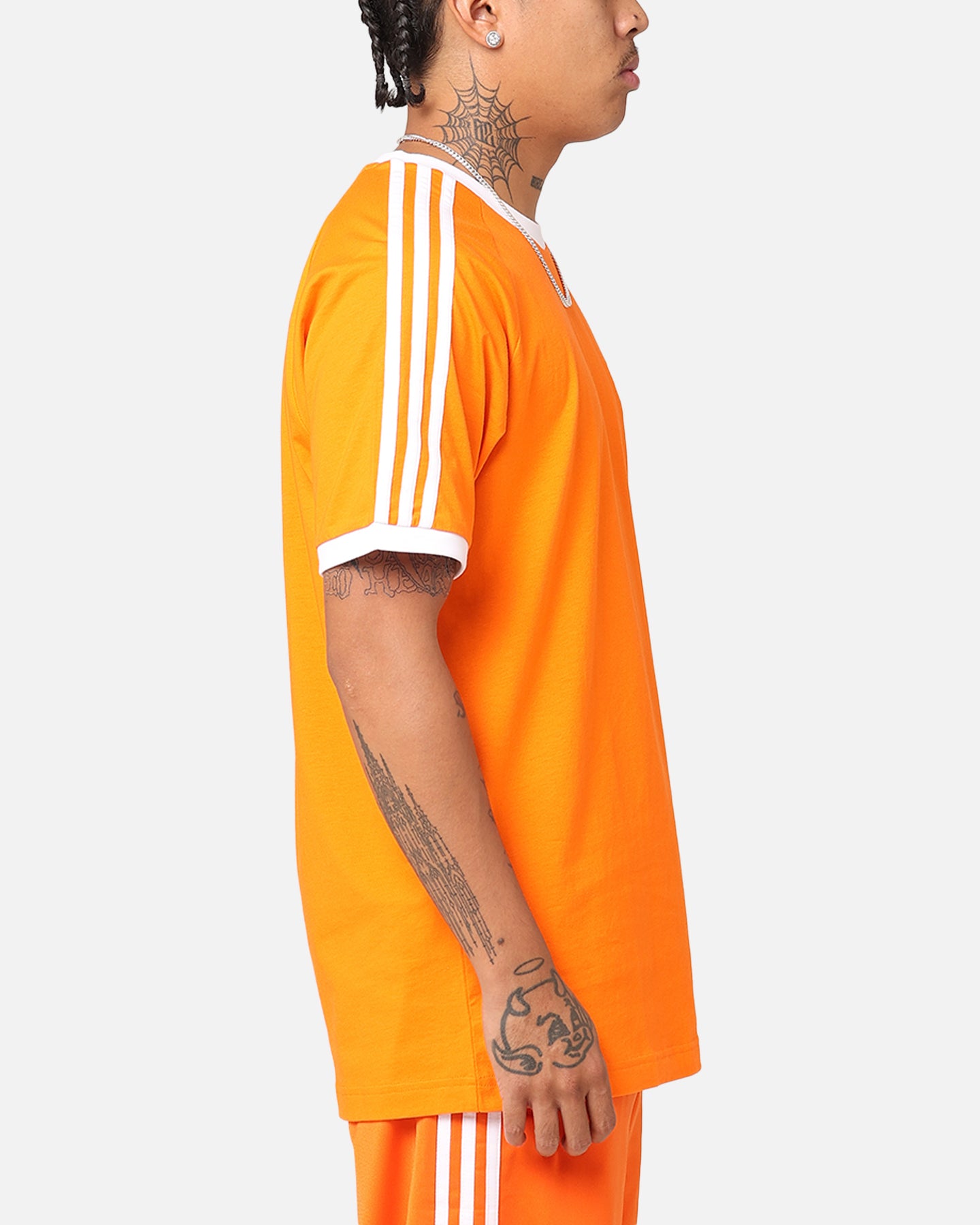 Adidas 3 Stripes T-Shirt for Men - Orange Cotton Casual Tee - Perfect for Gym, Running & Everyday Wear