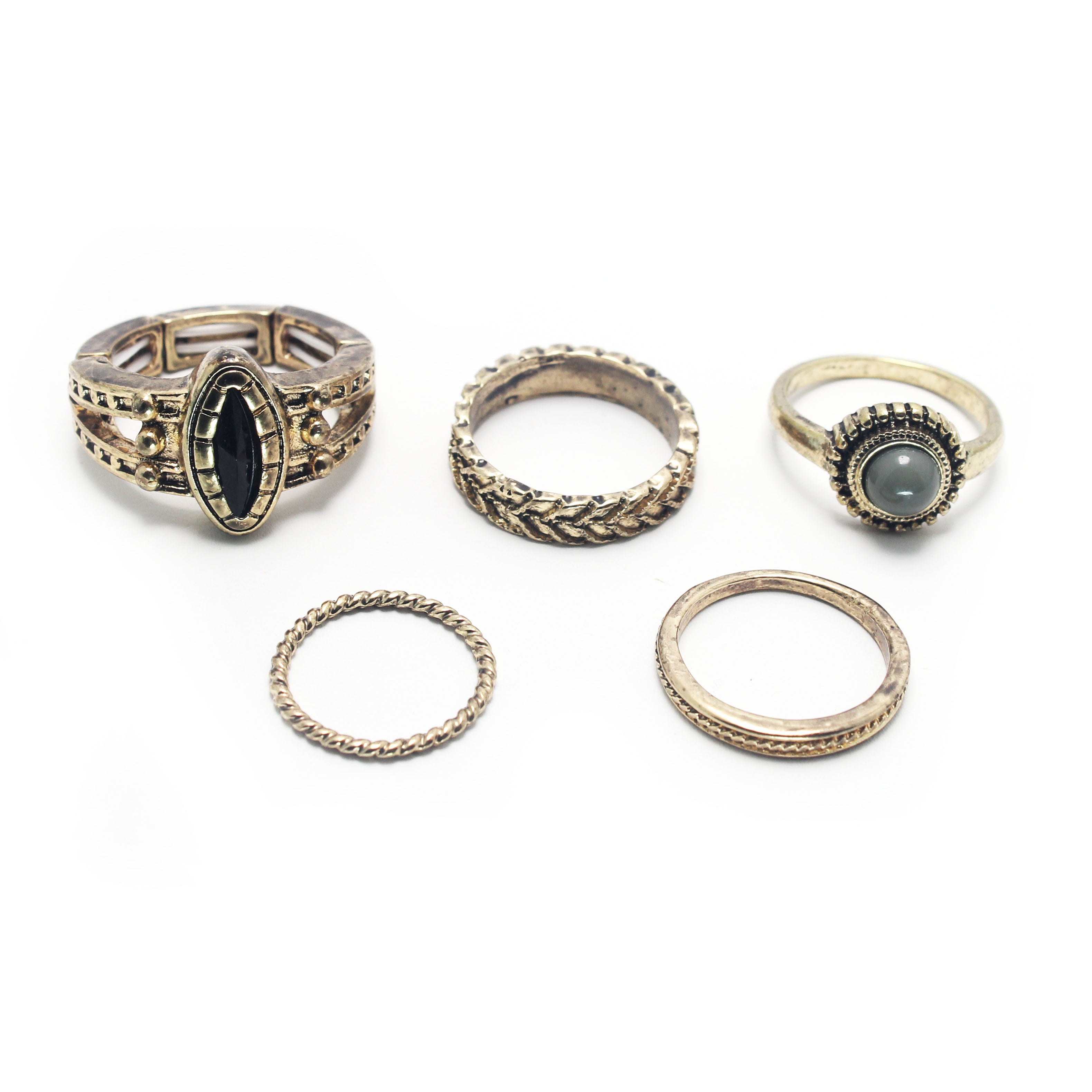5-Piece Stackable Ring Set for Women - Trendy Gold & Silver Rings for Layering - Perfect for Everyday Wear, Parties & Gifts