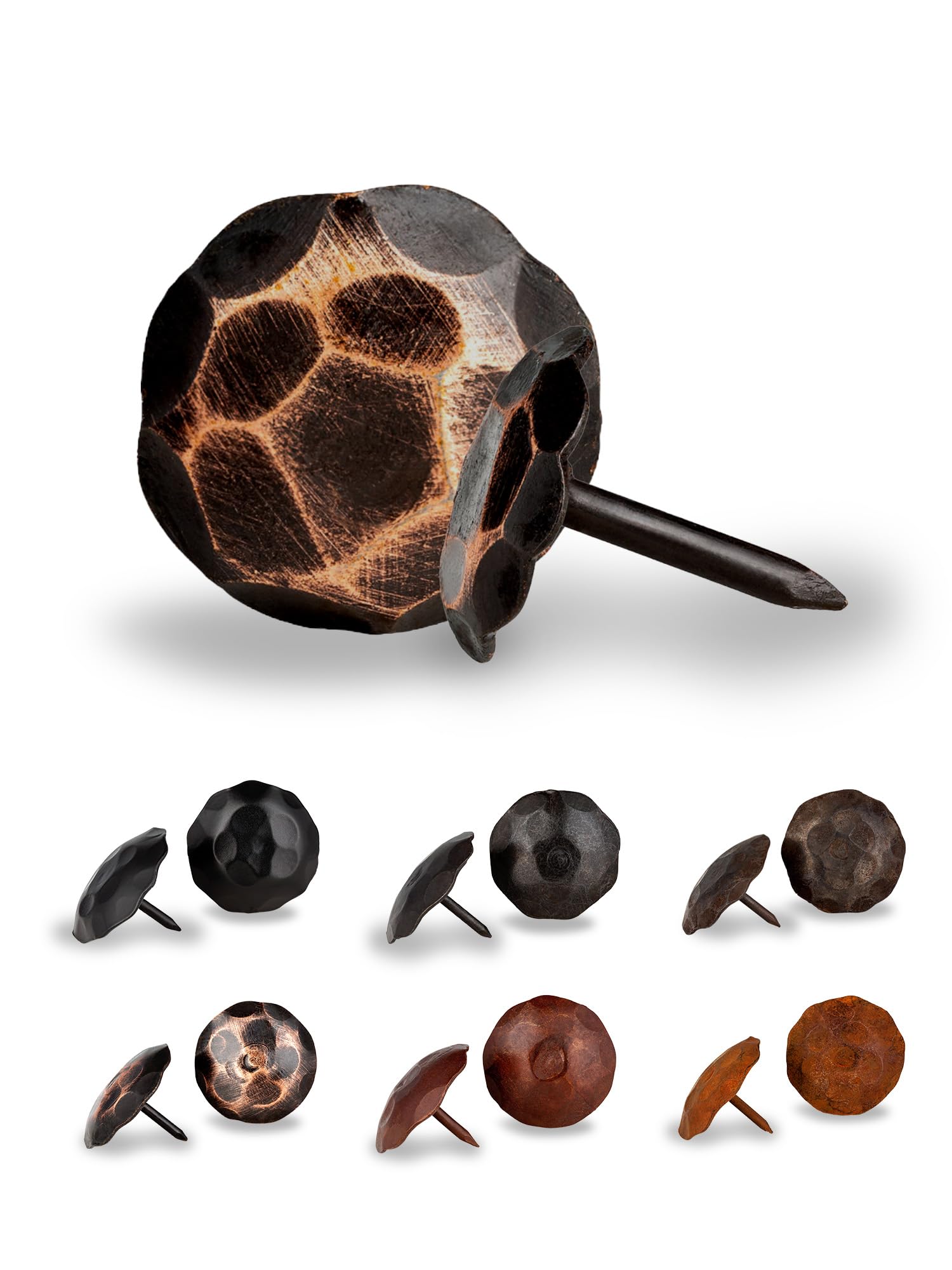100 Pack 0.75 Inch Small Round Head Decorative Nails - Oil Rubbed Bronze Finish - Rustic Fasteners for Farmhouse Shutters, Barn Doors, Faux Wood Beams & Gates - Ornamental Wood Accent Nails - Perfect for DIY Home Decor, Furniture Restoration and Rustic Woodworking Projects