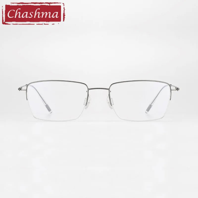 Men's Titanium Semi-Rimless Square Eyeglasses Frame 7277 - Lightweight & Durable for Work, Reading & Everyday Use