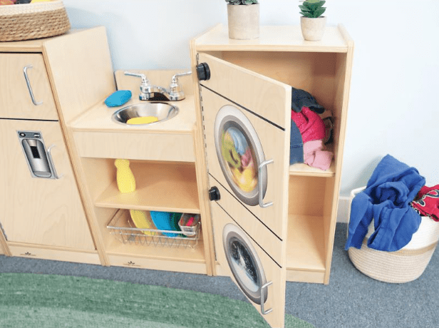 Natural Wooden Toddler Washer & Dryer Toy Set - Pretend Play Laundry for Kids Ages 2-5 | WB2365 | Perfect for Role Play & Early Learning Activities