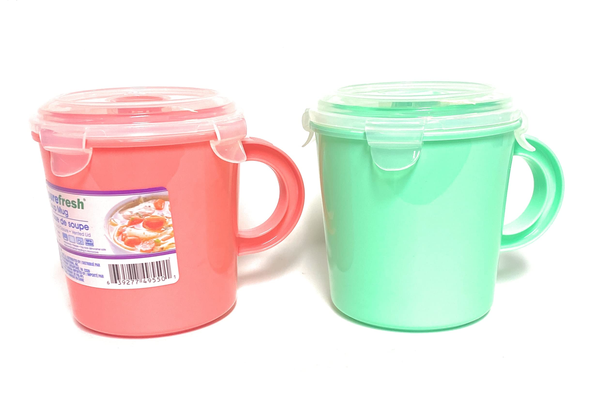 Sure Fresh 23.5 Oz Insulated Travel Soup Mug (2 Pack) - Leak Proof & Microwave Safe - Perfect for Office Lunch, Commuting & Camping - Colors May Vary
