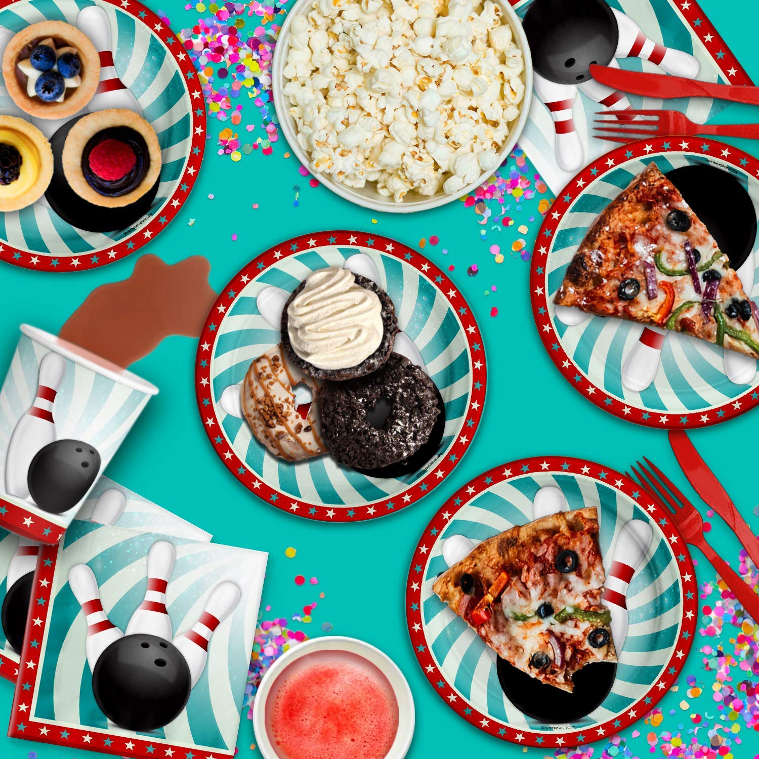 Bowling Party Supplies Set - 16-Piece Tableware Kit with Plates, Napkins & Cups for Birthday Celebrations, Game Nights & Themed Events