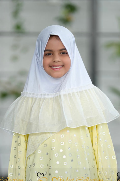 White Baby Hijab - Soft Cotton Islamic Headscarf for Girls & Toddlers - Perfect for Prayer, Eid, and Special Occasions