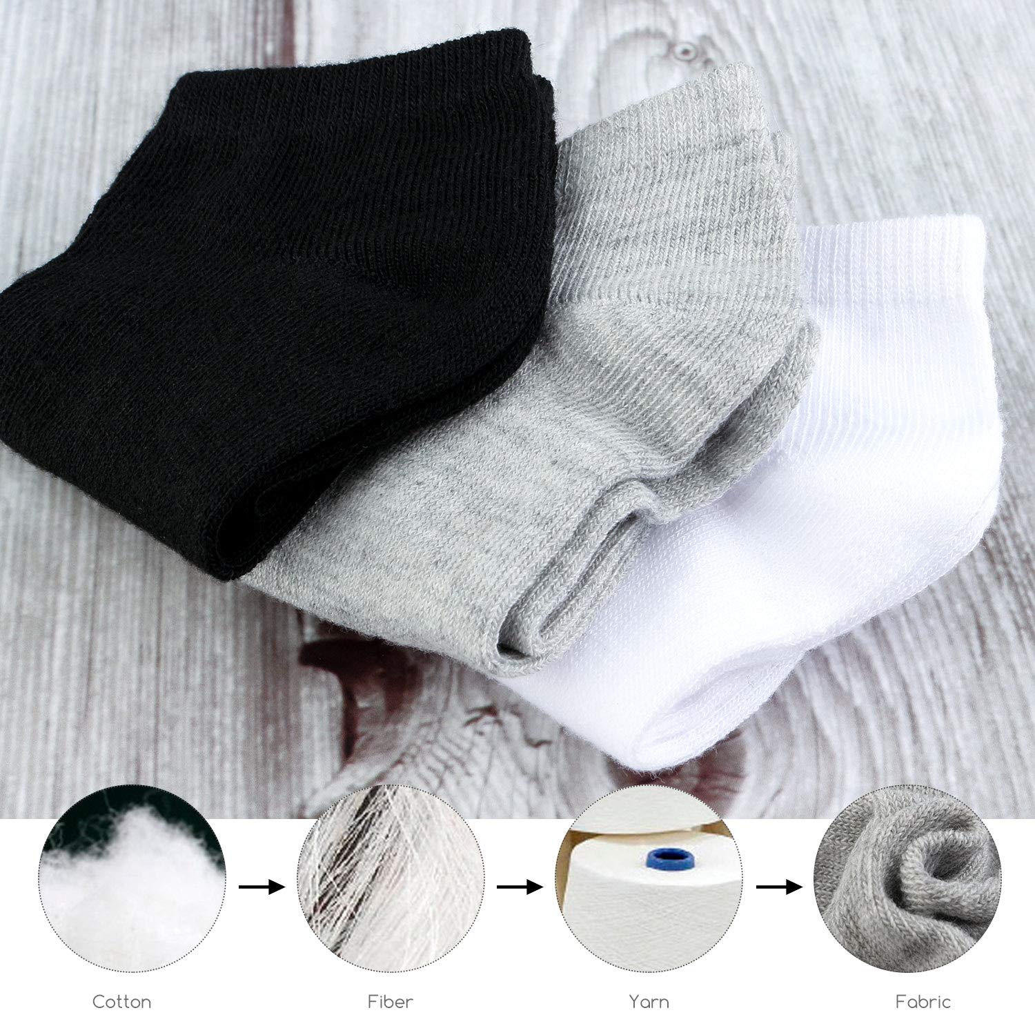BOOPH 15 Pairs Kids Athletic Socks for Boys & Girls - Half Cushion Low Cut Ankle Socks - Breathable & Comfortable for School, Sports & Daily Wear